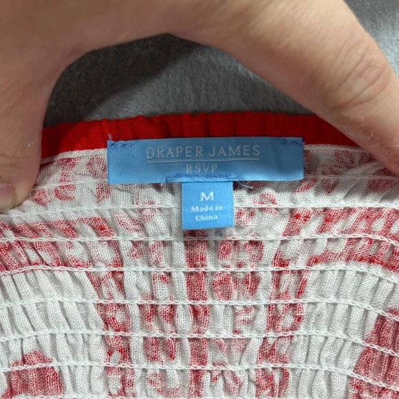 Draper James RSVP Floral Midi Dress Red White Poppy Print Medium Boho Summer - Picture 2 of 5